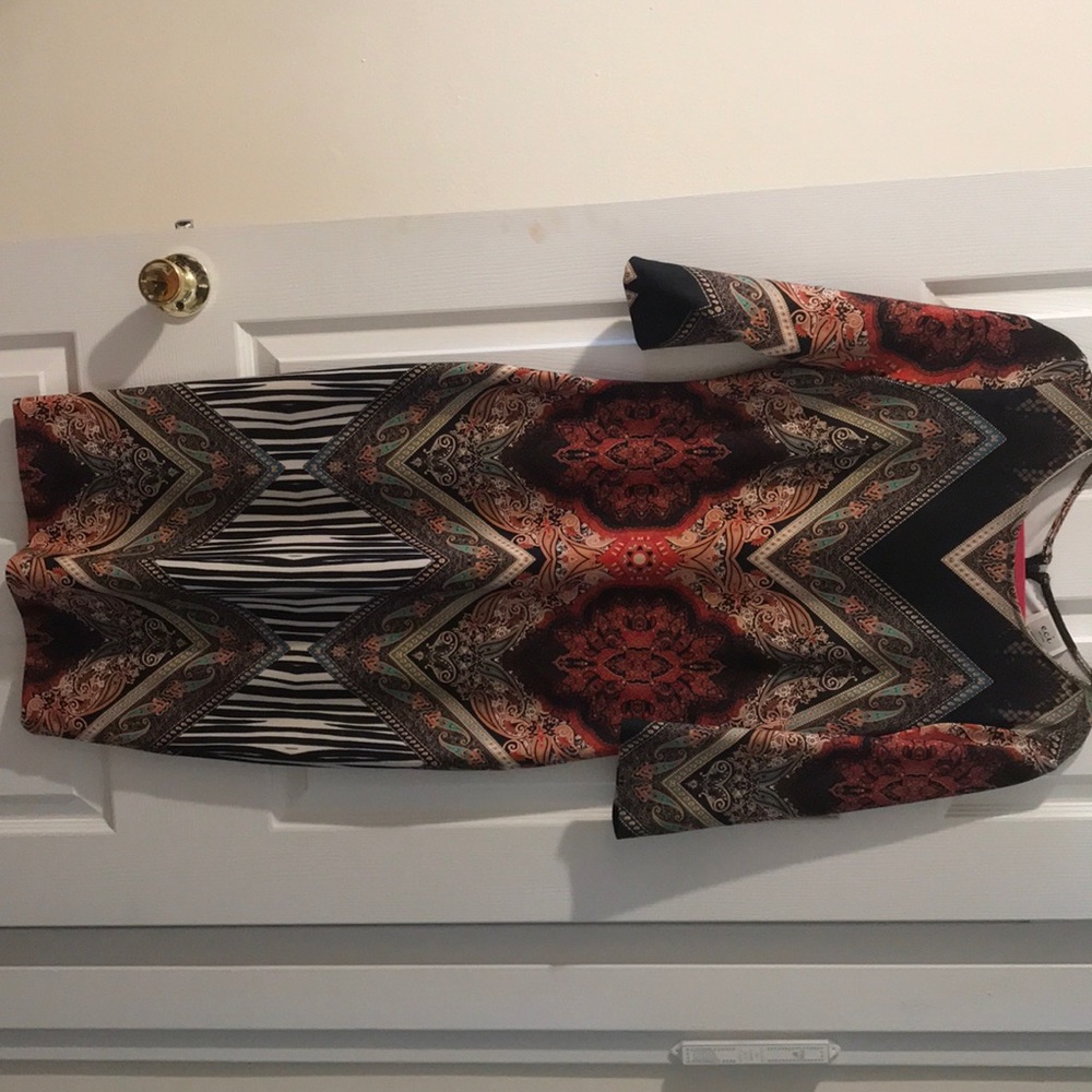 3/4 sleeve printed dress